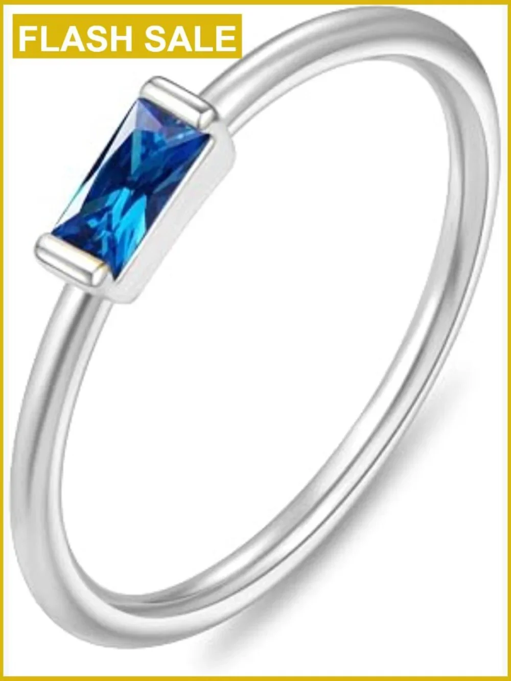 Stackable Baguette CZ Ring Gold Silver Plated Non Tarnish Birthstone Gift Size